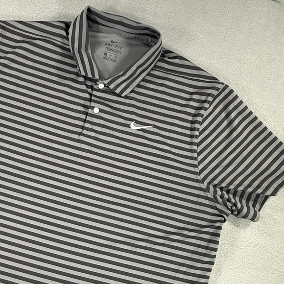 Nike Other - Nike Golf Victory Polo Shirt Mens XXL 2XL Black Stripe Dri-Fit Performance Blend